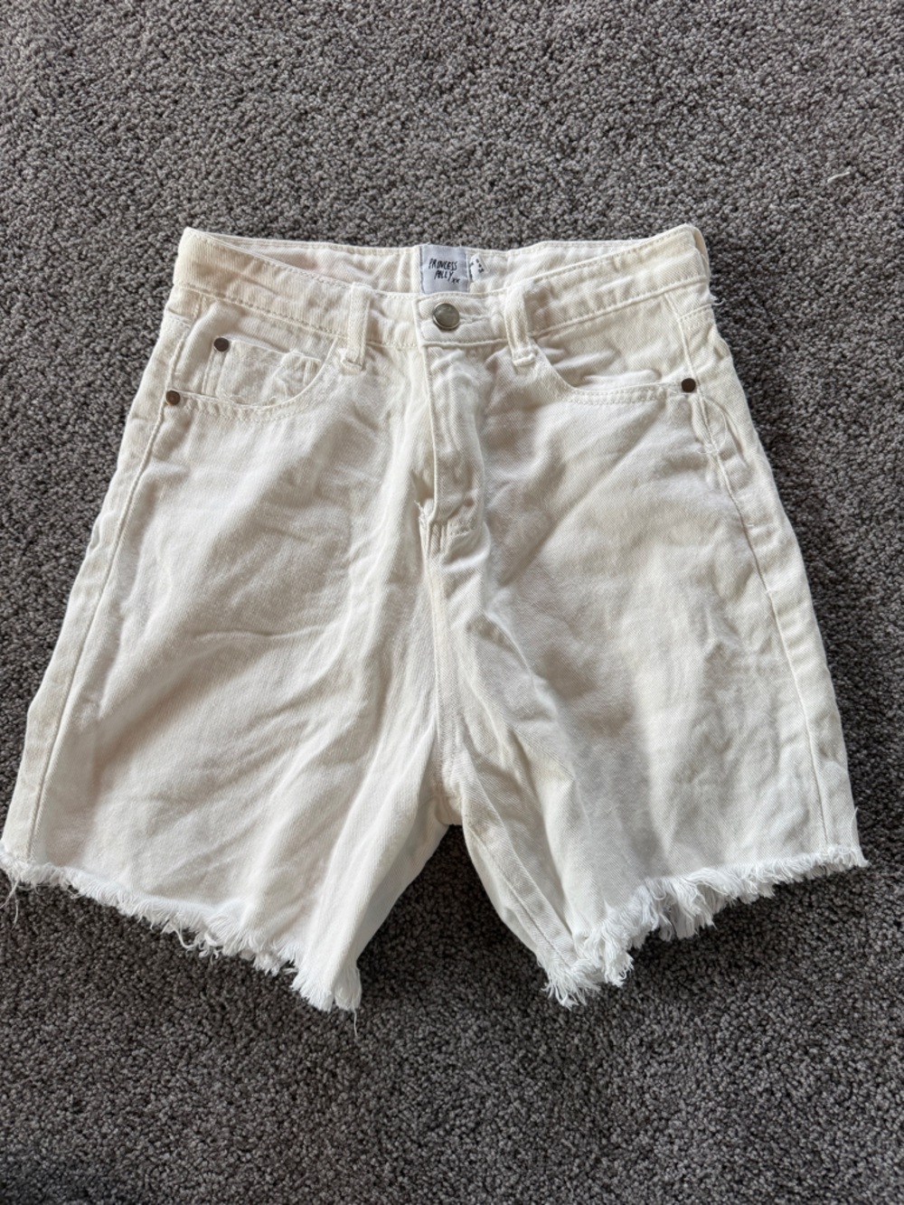 Princess Polly White Frayed Hem High-Waist Denim Shorts